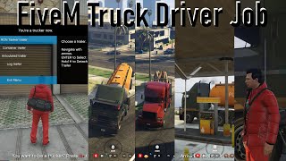 Gta V FiveM Esx TruckerJob Truck Driver Job [upl. by Ikcim]