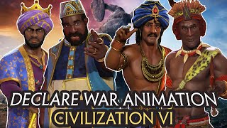 DECLARE WAR ANIMATION amp DIALOGUE QUOTE COMPILATION BY ALL LEADERS  CIVILIZATION VI SORT BY LEADER [upl. by Ennayllek262]