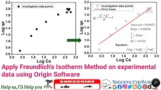 How to apply Linear Form of Freundlichs Isotherm Method on experimental data using Origin Software [upl. by Fair88]