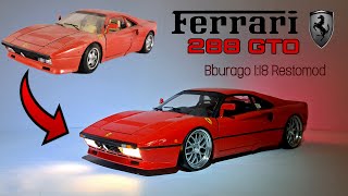 Ferrari 288 GTO 118 Bburago Restomod with LED light and 20quot wheels [upl. by Akener]