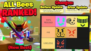 I Ranked ALL Bees After The New Update in Bee Swarm Simulator BEST to WORST Bees 2024 Edition [upl. by Ridglea]