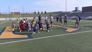 ETSU hosts youth football camp [upl. by Kurtis]