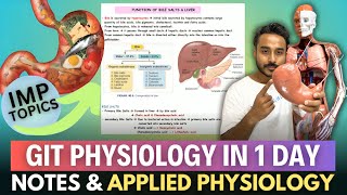 gastrointestinal physiology in 1 year in 2 days  git physiology important topics and note [upl. by Eugenides501]