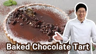 Baked Chocolate Tart  Silky smooth  soft so easy and delicious [upl. by Nebuer685]