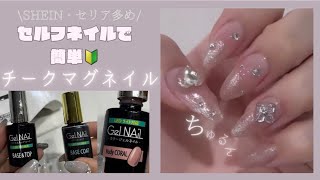 【セルフネイル】SHEIN×百均多め！チークマグネットネイル💅✨️ [upl. by Ahsekel]