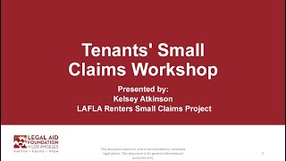 Tenants Small Claims Workshop [upl. by Aicram]