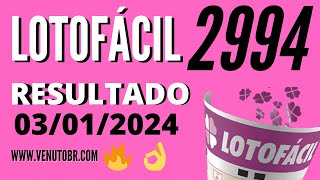 🍀 Resultado Lotofácil 2994 [upl. by Hanan]