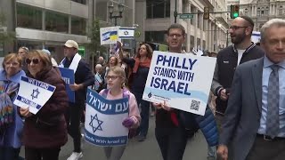 Hundreds gather to march for Israel in Philadelphia [upl. by Tamsky]