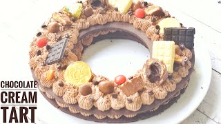 Eggless Chocolate Tart Cake Recipe  Chocolate Cream Tart  Arunima Bakes [upl. by Lewiss]