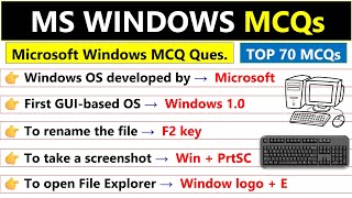 MS Windows Computer Questions  MS Windows Shortcut Keys  MS Windows MCQ [upl. by Salomi654]