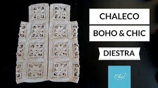 CHALECO A CROCHET CON GRANNY SQUARE  DIESTRA  CHIC DIY [upl. by Adnolor]