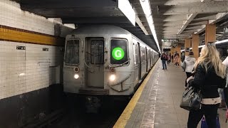 NYC Subway HD 60fps Westinghouse Amrail R68 amp Kawasaki R68A G Trains Depart 7th Avenue 5717 [upl. by Etteniotna]