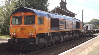 Felixstowe class66 container freight trains at westerfield station 16924 [upl. by Pain]