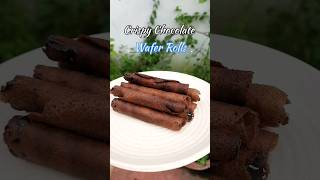 Crispy chocolate wafer rolls ❤️ no eggs no oven easyrecipe eggless recipe [upl. by Yrrehc935]