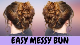 EASY high messy bun hairstyle  quick hair tutorial [upl. by Portia]