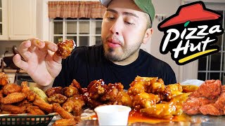 Pizza Hut 50 WINGS CHALLENGE MUKBANG Extreme Smacking [upl. by Antonin261]