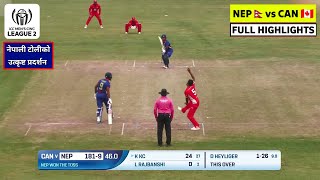 Nepal vs Canada ICC World Cup League 2 Cricket Match Highlights 2024  NEP vs CAN Match Highlights [upl. by Hoyt514]