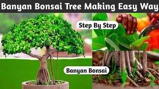 Banyan Bonsai Tree Making Easy Way [upl. by Sixela]