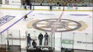 9 year old kid hockey phenom scores amazing goal before Bruins game in penalty shot shootout contest [upl. by Eidod]