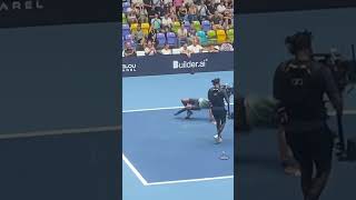 On court Dance Gaël Monfils aka the Monf vs Rublev UTS 2023 😅😅😅 [upl. by Ardnuaet]