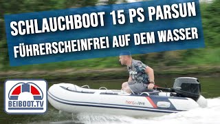 ⚓ Schlauchboot mit Parsun 15 PS Führerscheinfrei an einem Honda Honwave T30 AE3 [upl. by Sukramal]