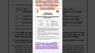 Railway Loco pilot exam date railway technician exam date 2024 railwayrecruitment railway [upl. by Isabelita341]