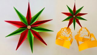 How to Make 3D Star for your Christmas Decoration  Paper Craft [upl. by Dolf]