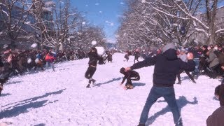 Massive snowball fight takes over UBC [upl. by Notlih]