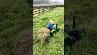 Little man on his tractor with a full trailer [upl. by Euqimod]