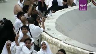 Hajj pilgrims symbolically stone devil in last major ritualkaba short video [upl. by Elbam918]