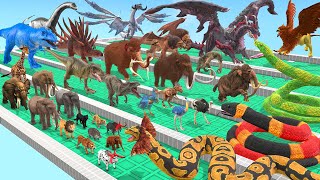 Reptiles Battle  Revolt of Giant Titanoboa vs Dinosaurs vs Wild Animals vs Mammoth Epic Giga TRex [upl. by Noonberg]