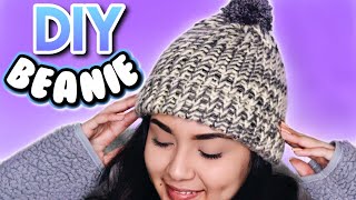 DIY EASY BEANIE HAT LOOM KNITTING FOR BEGINNERS [upl. by Ellak165]