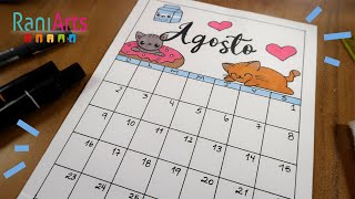 DIY  CALENDARIO DE AGOSTO  Diario bullet journal organización [upl. by Mayworm]