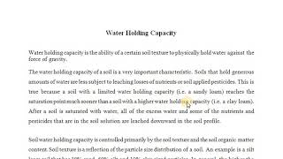 Soil water holding capacity and field capacity [upl. by Belac735]