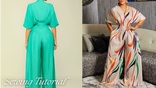 Tucks Cinched waist Jumpsuit Explained  How to Make Cut Together Jumpsuit With Gathered Waist line [upl. by Erdeid]