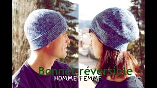 Bonnet hommefemme réversible point granité [upl. by Sikleb302]