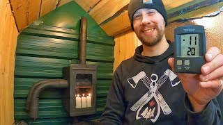 Candle Convection Heater Winter Camping with my OffGrid Stove Snowmobile Camper Series [upl. by Gerik827]