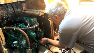 Servicing a marine diesel engine PART 3 – secondary fuel filter changing oil and alternator belt [upl. by Amby622]