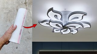 How to Make a Modern Style LED Ceiling Lamp from PVC Pipe  DIY Ceiling Light [upl. by Aketal]