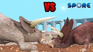 Triceratops vs Pentaceratops  Dino Arena S2E15  SPORE [upl. by Colton]