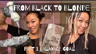 Bleaching My Hair From Dark To Blonde  L’Oréal Paris Colorista Bleach All Over  Balayag Part 1 [upl. by Stempson20]