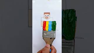 Minecraft steve colored brush art artisticusama viral art minecraft [upl. by Arraet]