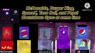 Times Square McDonalds Burger King SpaceX Taco Bell and Pepsi Countdown Sync at the same time [upl. by Htenek]