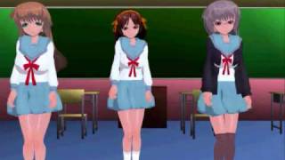 MMD NEWCOMER Haruhi Suzumiya Mikuru Asahina Yuki Nagato 3D custom girl style [upl. by Janenna51]