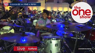 BBC Weatherman Owain and Geneva London Drum Live on The One Show for Children in Need Drumathon [upl. by Gurney]