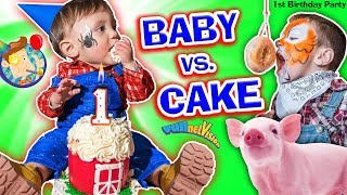 BABY vs CAKE Shawns 1st Birthday Party Family Games amp Activities w FUNnel Vision  Presents [upl. by Eeroc320]