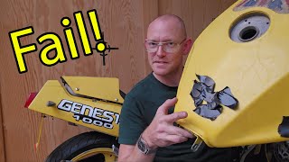 How NOT to line a fuel tank  1987 Yamaha FZR1000  absolute FAIL [upl. by Lennox]