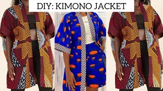 HOW TO CUT AND SEW A SIMPLE KIMONO JACKET  tutorial [upl. by Ahtenek18]