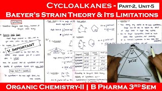 cycloalkanes  baeyer strain theory in cycloalkanes  limitation of baeyer strain theory  Part2 [upl. by Tterrab525]