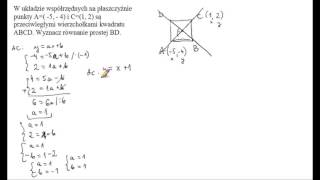 Prosta przechodząca przez wierzchołki kwadratu [upl. by Ahsiym]